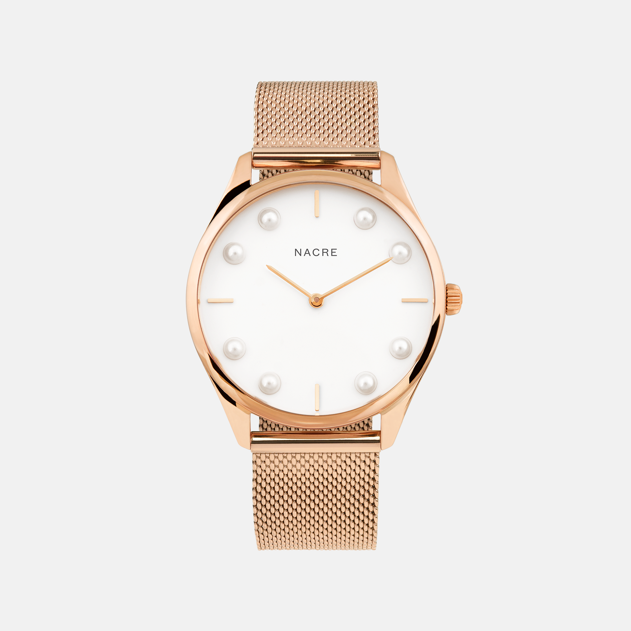 Lune 8 - Rose Gold and White - Saddle Leather